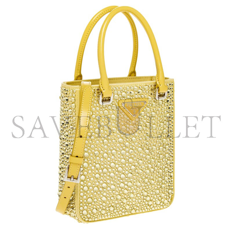 PRADA SMALL SATIN TOTE BAG WITH CRYSTALS 1BA331 (17.5*15*5cm) 